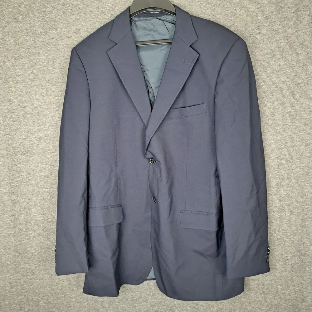 Ermenegildo Zegna Men's Blazer Sport‎ Coat Natural Comfort 44L Wool Navy Blue